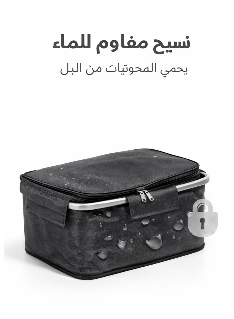تسوماب سلة نزهة معزولة قابلة للطي مع غطاء ومقبض ألمنيوم – حقيبة تبريد حرارية مقاومة للماء للتسوق والتخييم والرحلات - Image 4